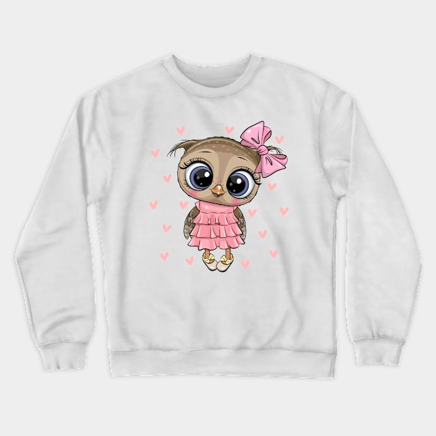 Cute fashion owl in a dress Crewneck Sweatshirt by Reginast777
